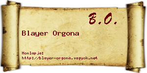 Blayer Orgona névjegykártya